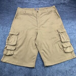 Roadblock Mens Cargo Shorts Khaki Tan Size 36 Multi Pocket Utility Casual Cotton